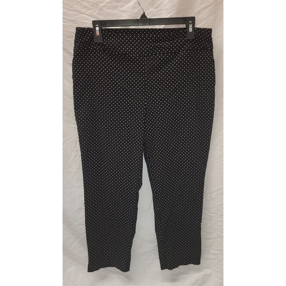 Chico's 2 Small Black White Polka Dot Stretch Crop Pull On Pant